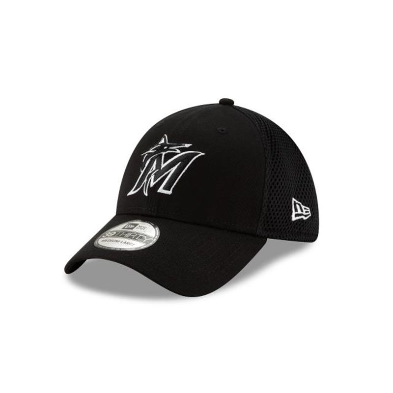 MLB Miami Marlins 2019 Neo 39Thirty Stretch Fit (GEB8331) - Black New Era Caps